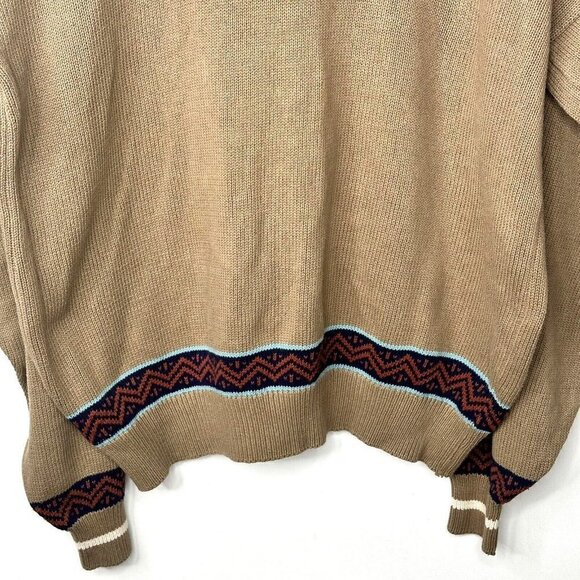 Vintage Bay Club Cardigan Sweater Men L Brown Grandpa Knit Baggy - Picture 6 of 12